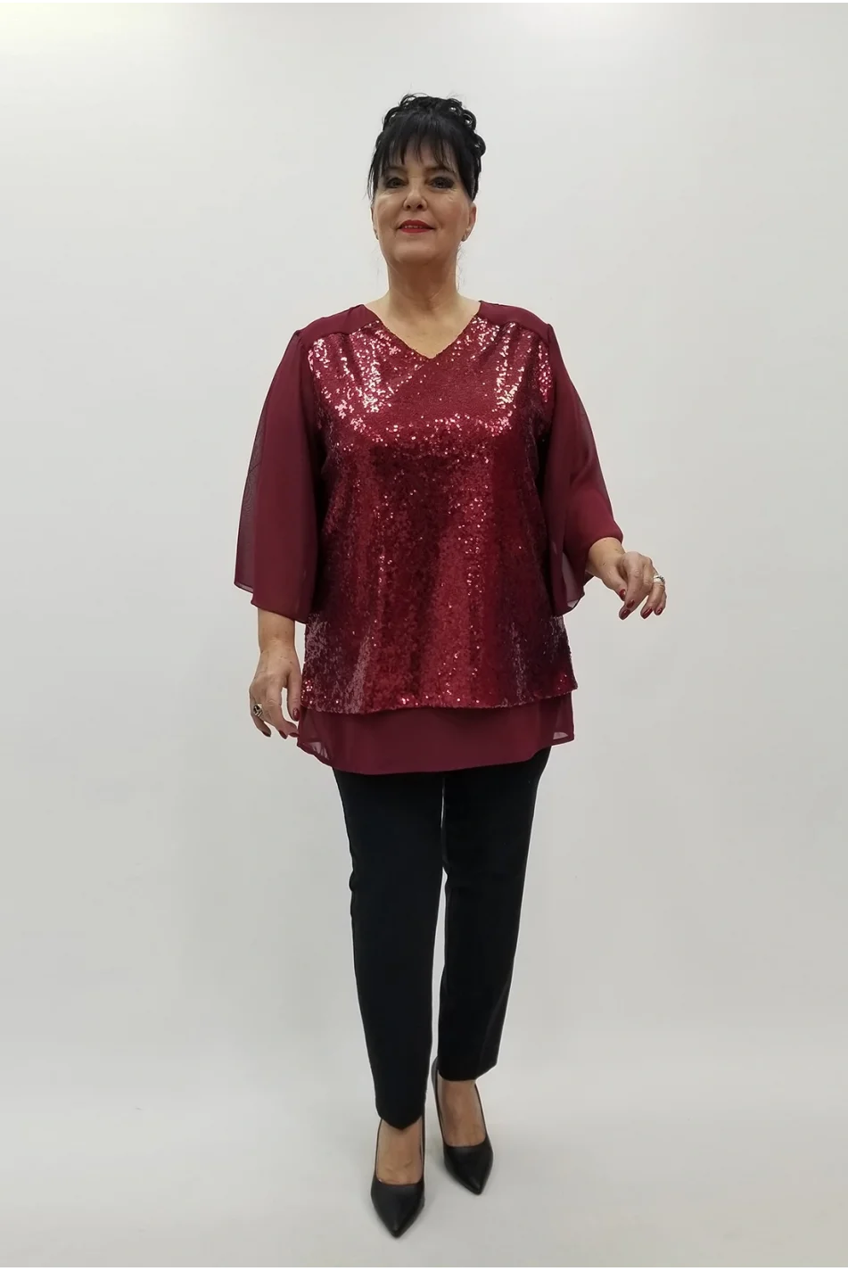 Miraggio Büyük Beden Abiye Bluz 4300 BORDO