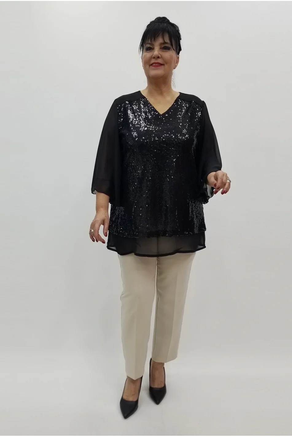 Miraggio Büyük Beden Abiye Bluz 4300 SİYAH