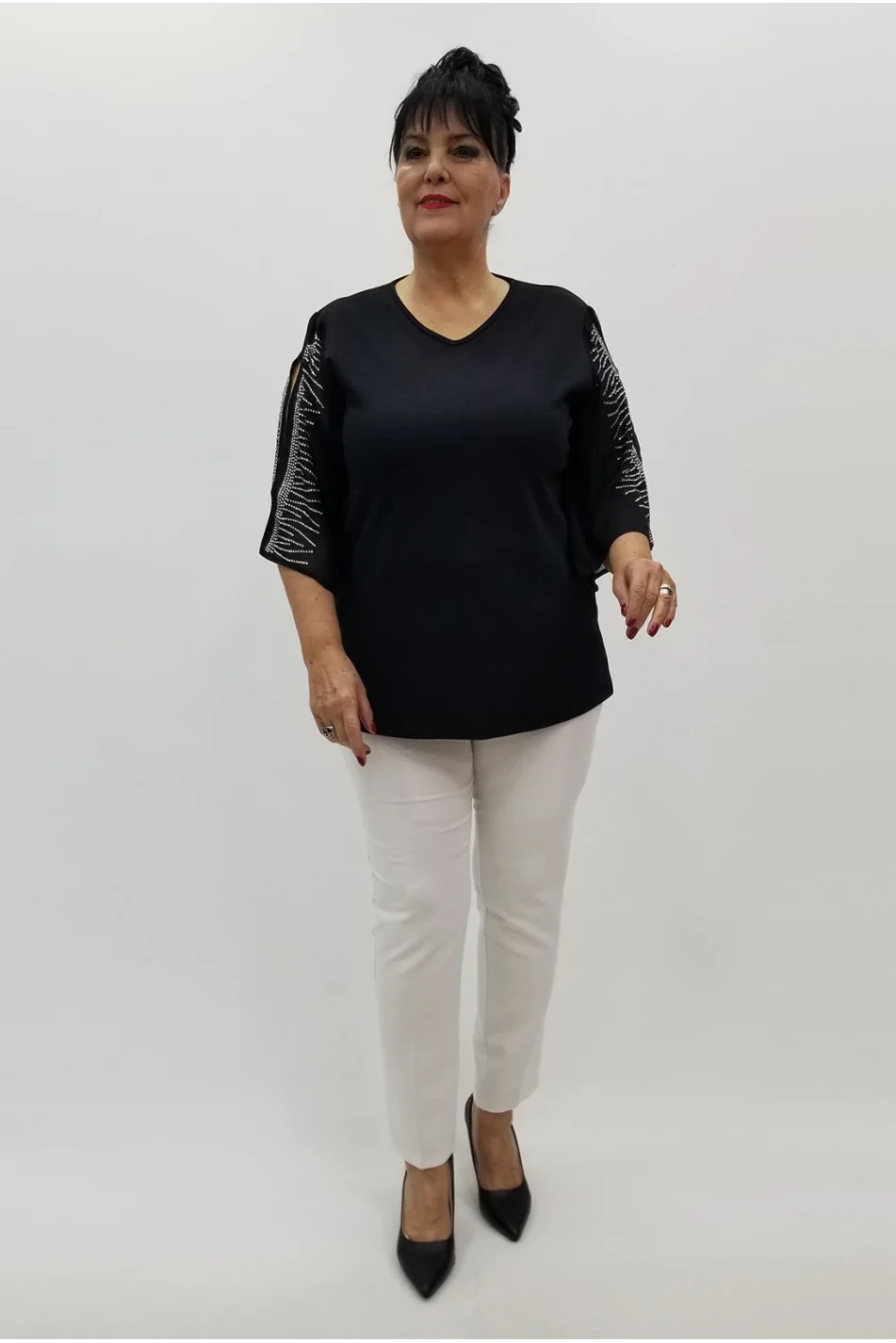 Miraggio Büyük Beden Abiye Bluz 4303 SİYAH