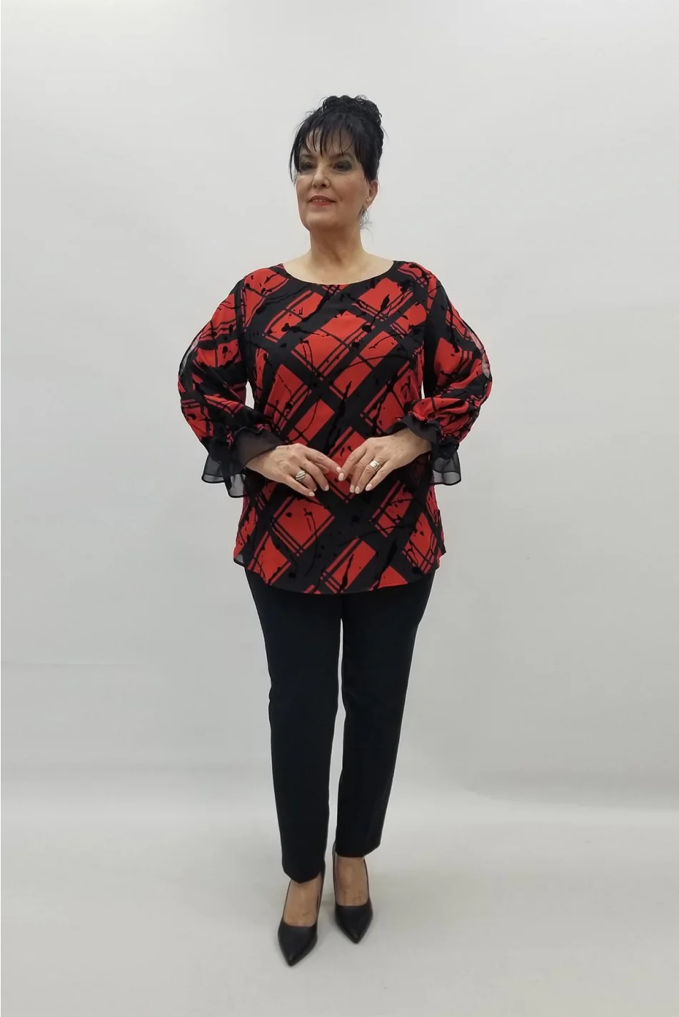 Miraggio Büyük Beden Abiye Bluz 98442 KIRMIZI