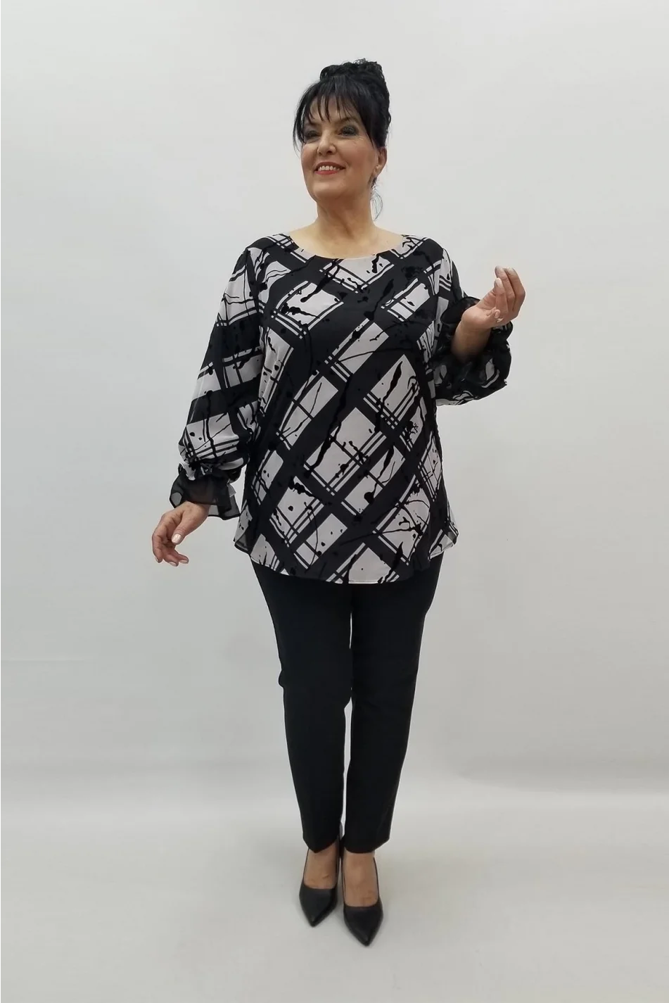 Miraggio Büyük Beden Abiye Bluz 98442 SİYAH/BEYAZ