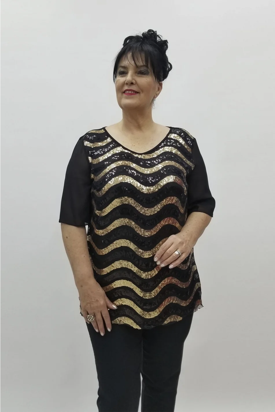 Miraggio Büyük Beden Abiye Bluz 98453 GOLD