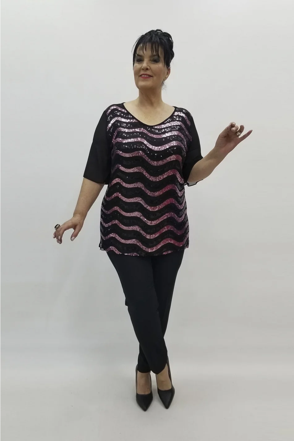 Miraggio Büyük Beden Abiye Bluz 98453 PUDRA