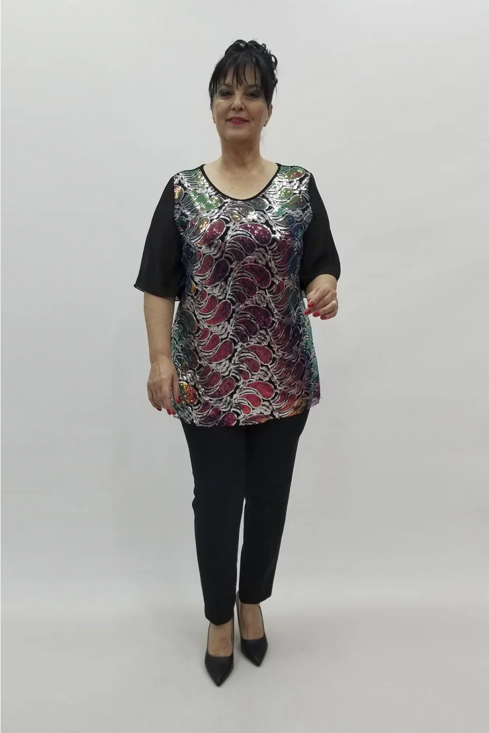 Miraggio Büyük Beden Abiye Bluz 98557 GÜMÜŞ