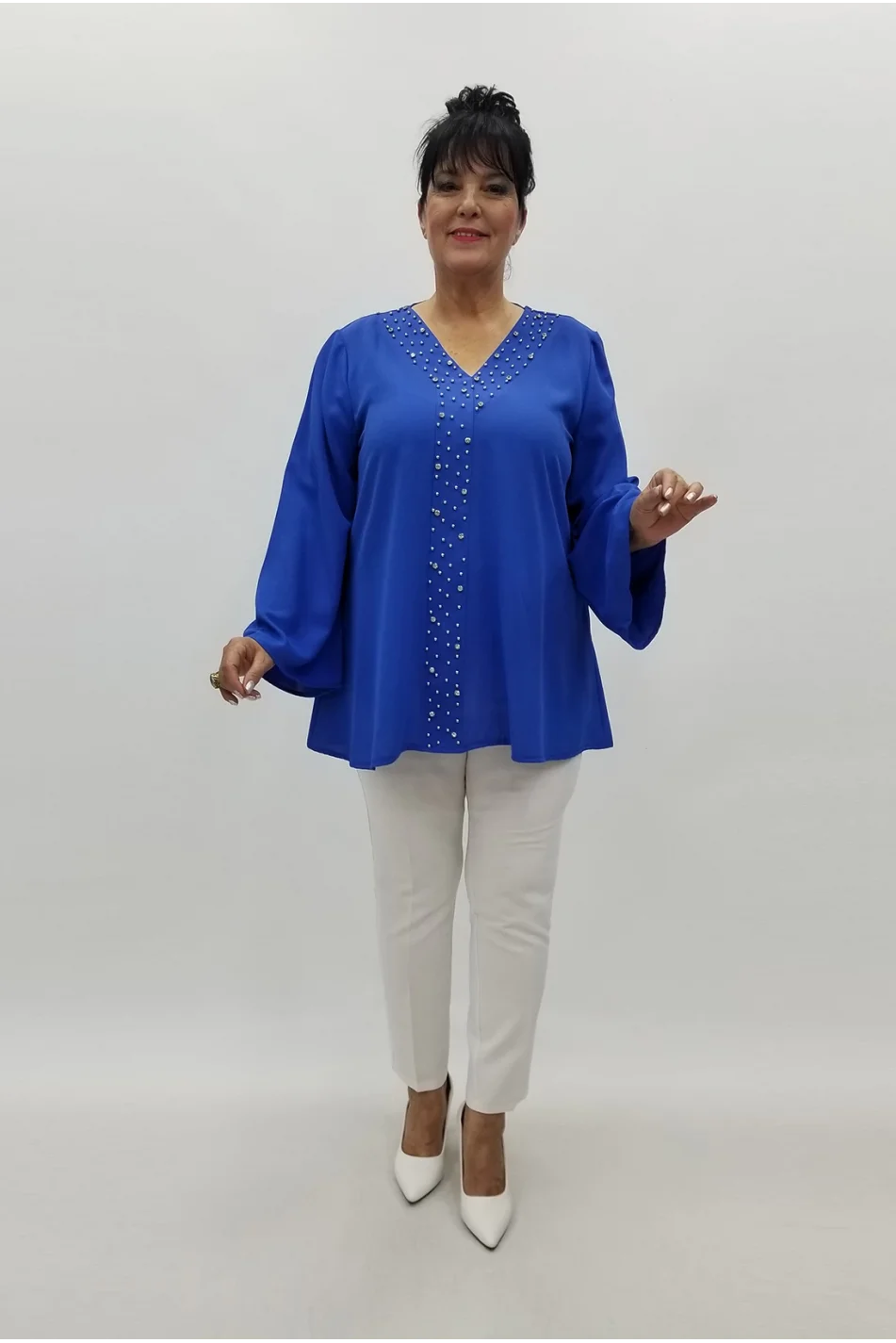 Miraggio Büyük Beden Abiye Bluz 98753 SAKS