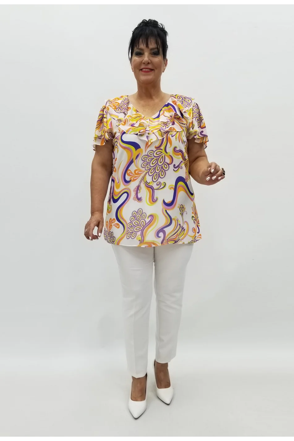 Miraggio Büyük Beden Abiye Bluz 98877 BEYAZ