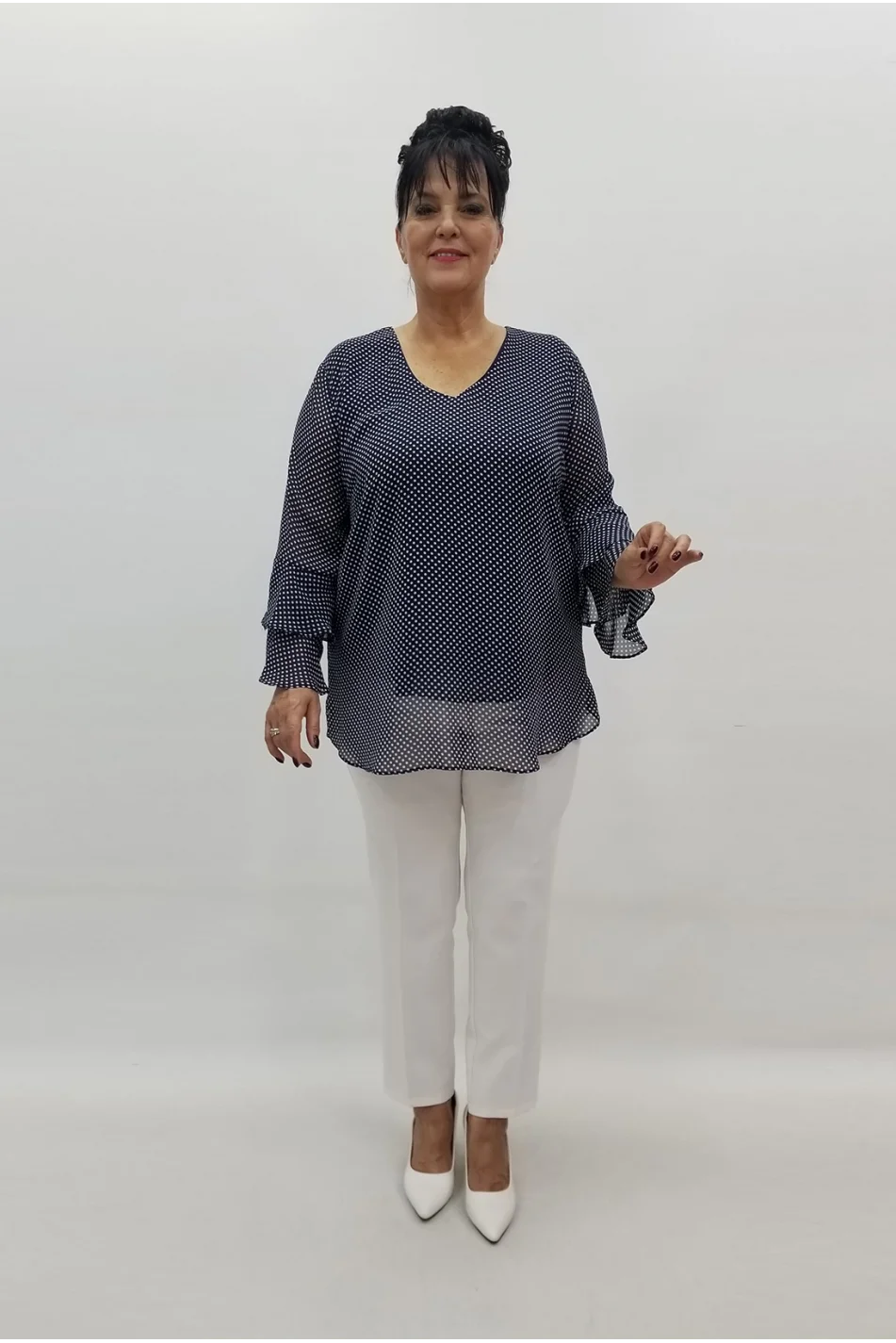 Miraggio Büyük Beden Abiye Bluz 99128 LACİVERT