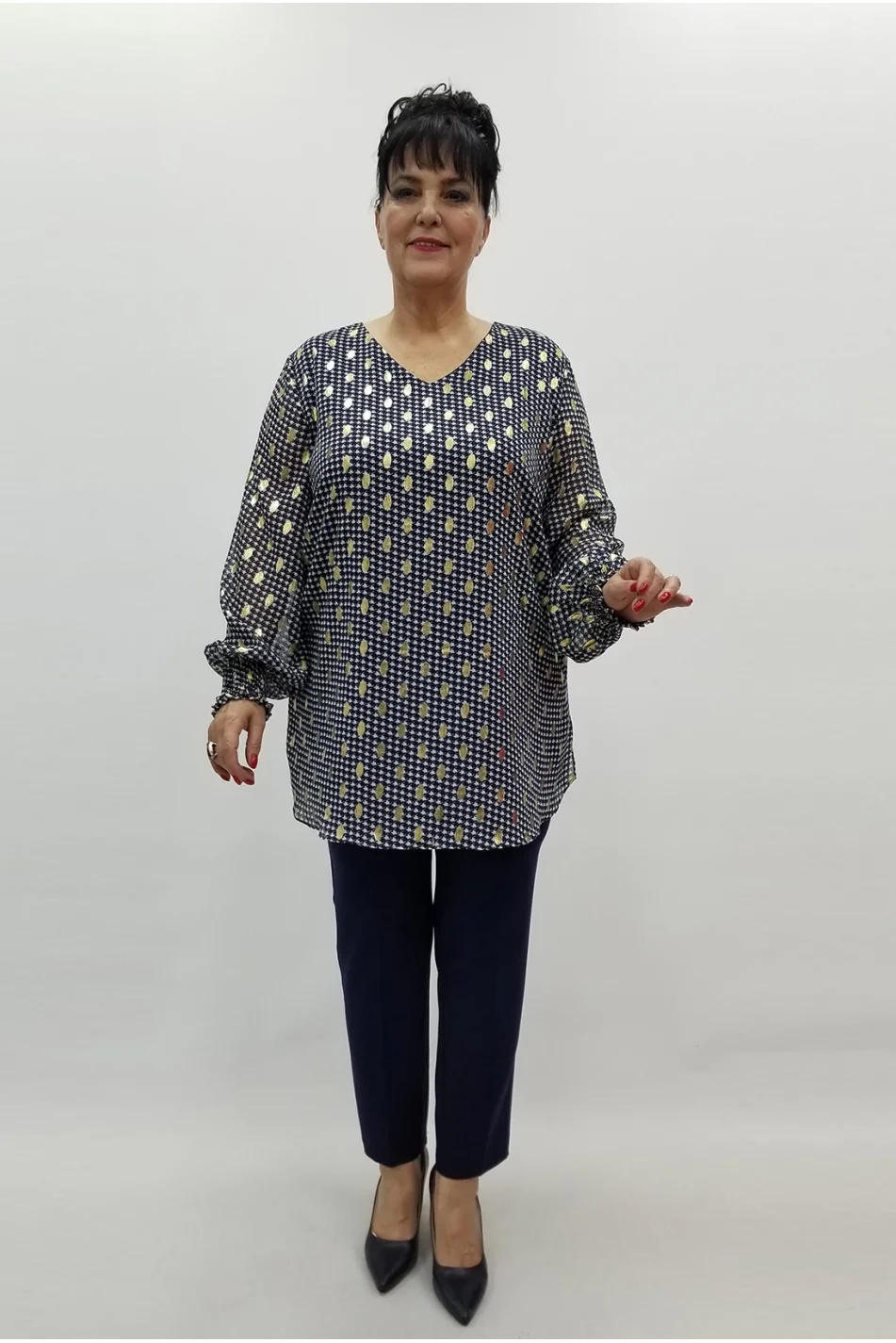 Miraggio Büyük Beden Abiye Bluz 99129 LACİVERT