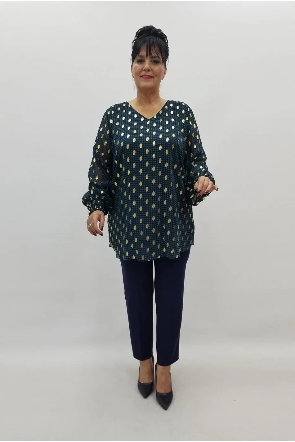 Miraggio Büyük Beden Abiye Bluz 99129 PETROL