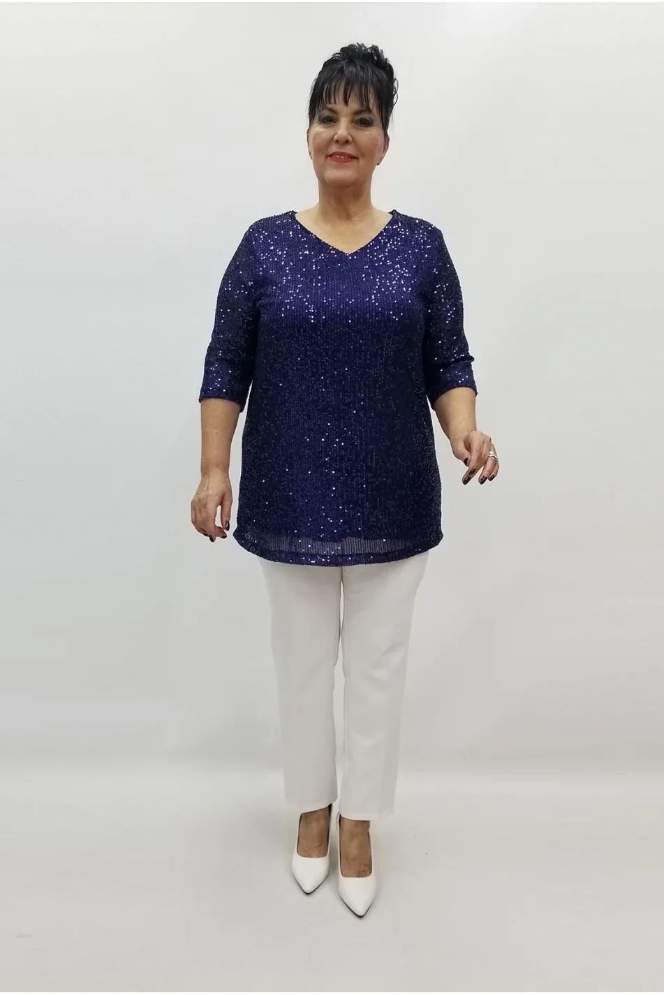 Miraggio Büyük Beden Abiye Bluz 99364 LACİVERT