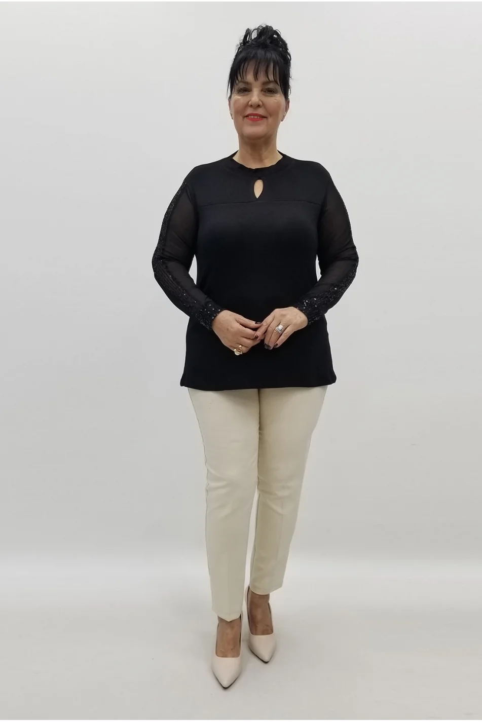 Miraggio Büyük Beden Abiye Bluz 99404 SİYAH