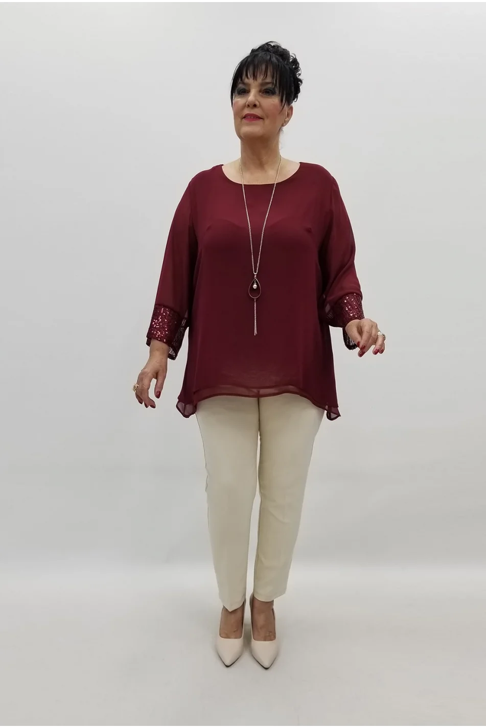 Miraggio Büyük Beden Abiye Bluz 99466 BORDO