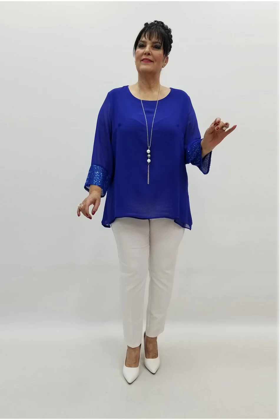 Miraggio Büyük Beden Abiye Bluz 99466 SAKS