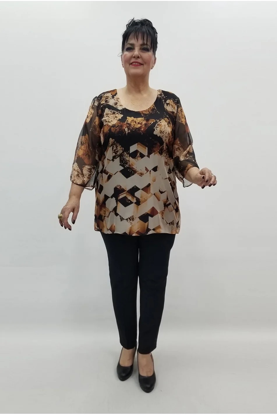 Miraggio Büyük Beden Abiye Bluz 99497 KAHVE