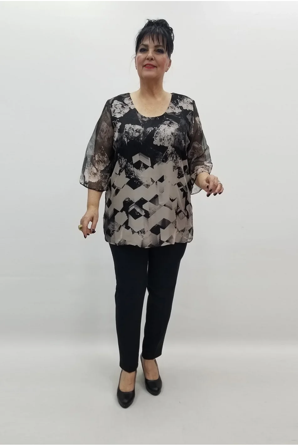 Miraggio Büyük Beden Abiye Bluz 99497 SİYAH