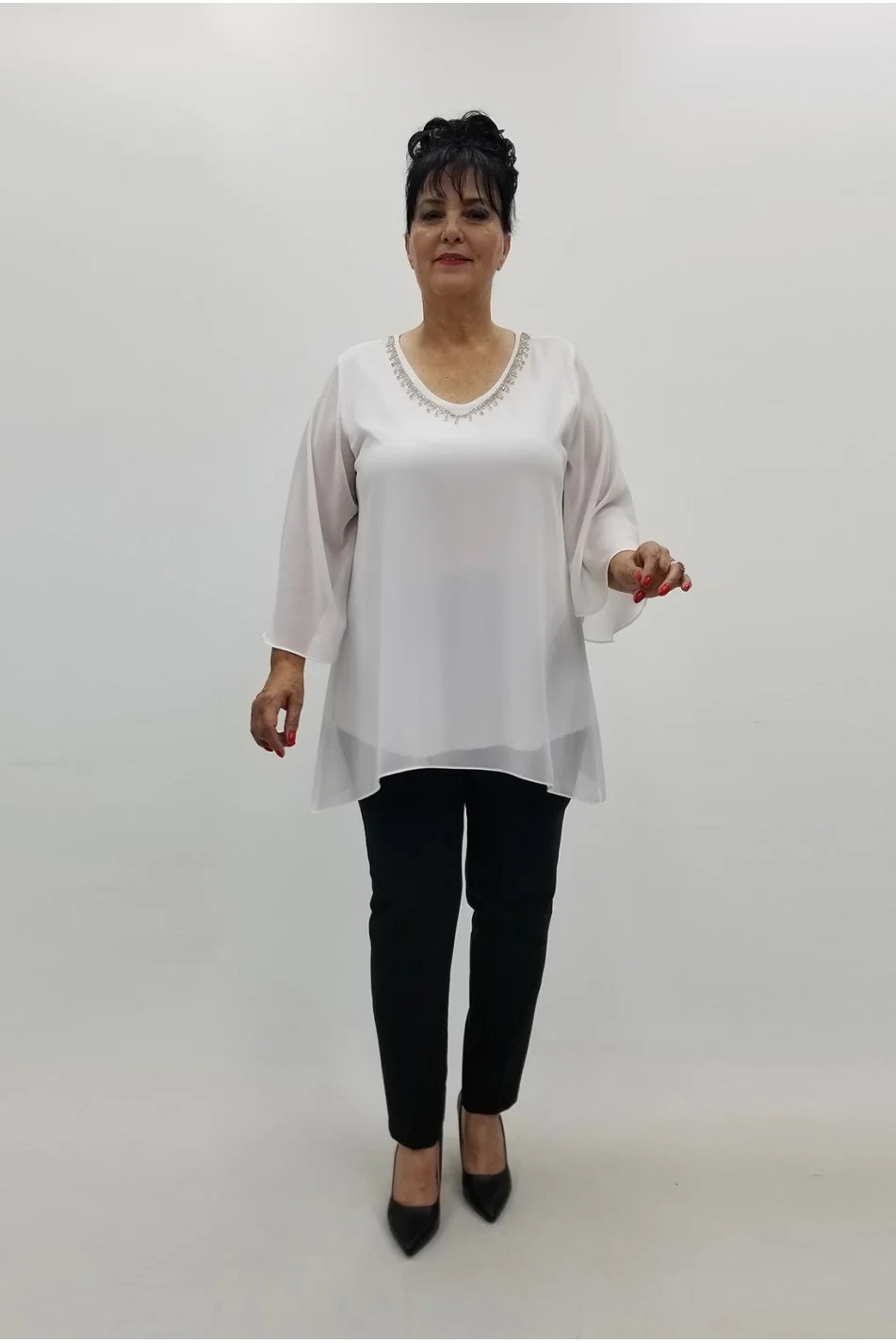 Miraggio Büyük Beden Abiye Bluz 99786 BEYAZ