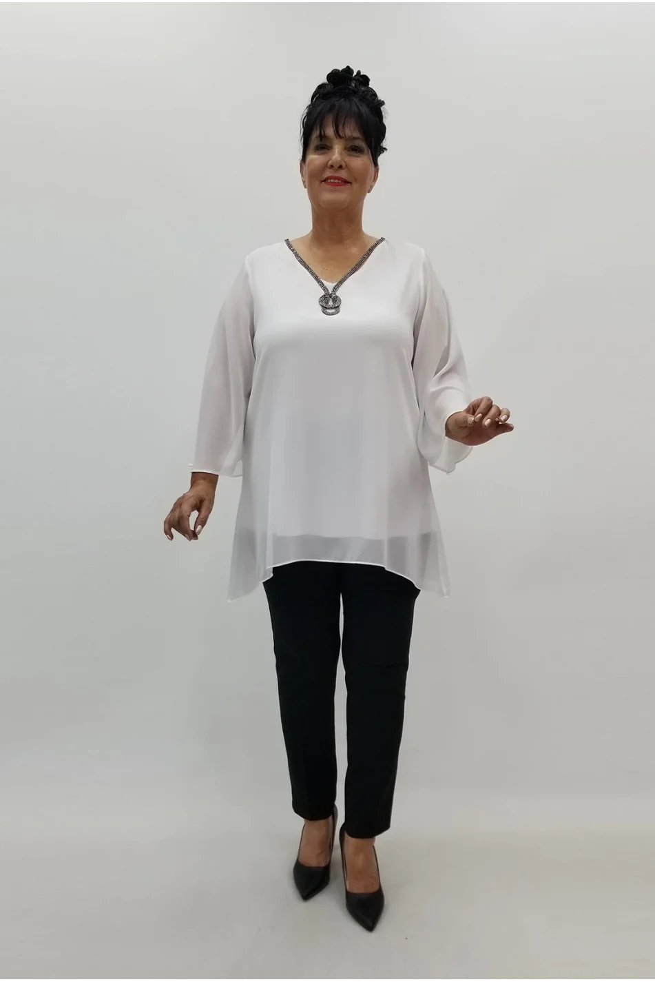 Miraggio Büyük Beden Abiye Bluz 99787 BEYAZ