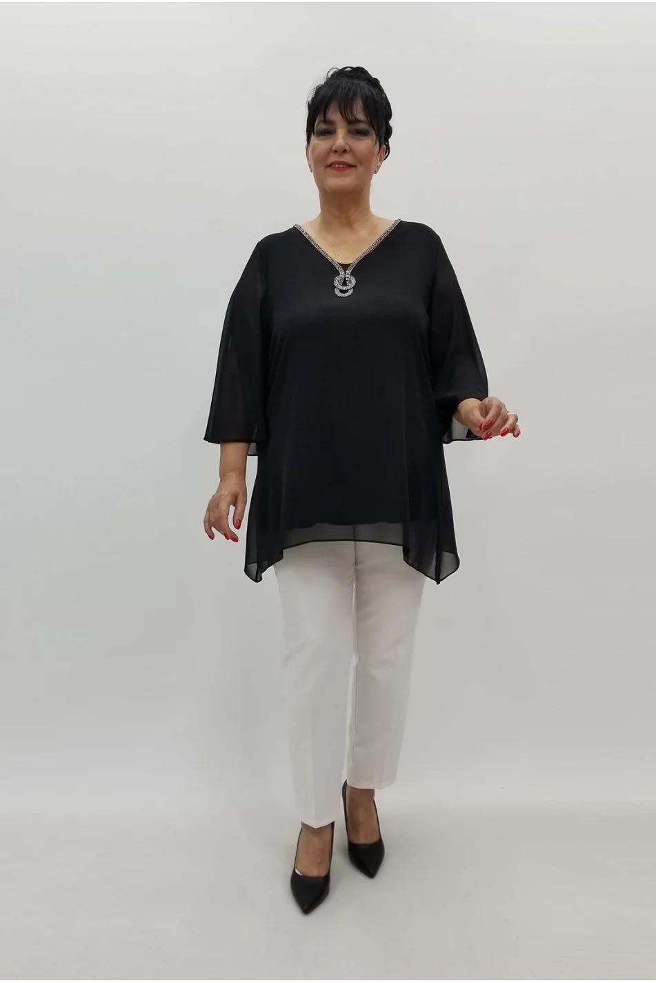 Miraggio Büyük Beden Abiye Bluz 99787 SİYAH