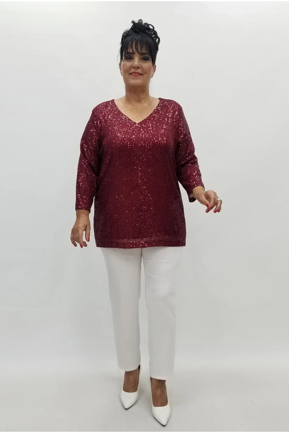 Miraggio Büyük Beden Abiye Bluz 99846 BORDO