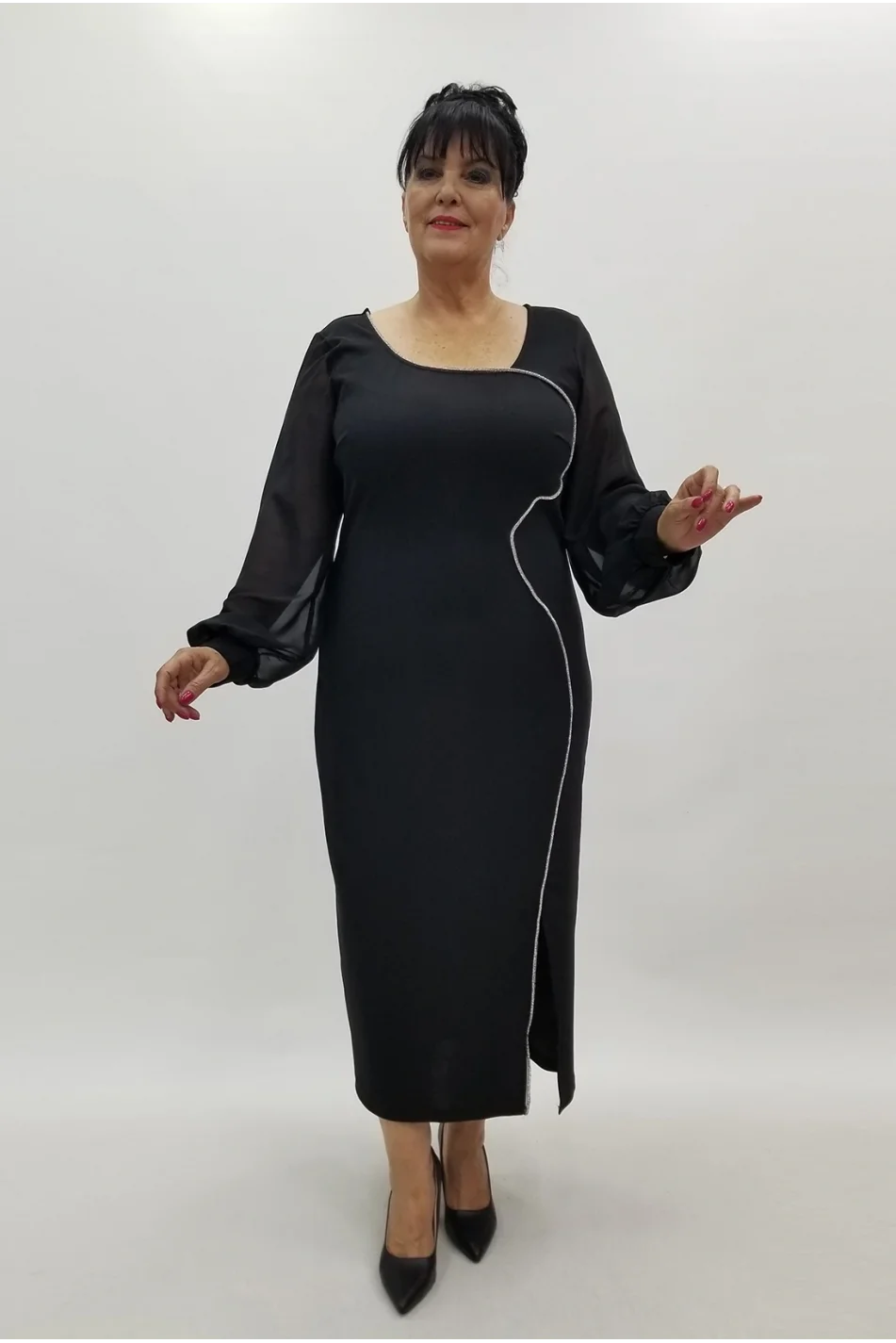 Miraggio Büyük Beden Abiye Elbise 4019 SİYAH