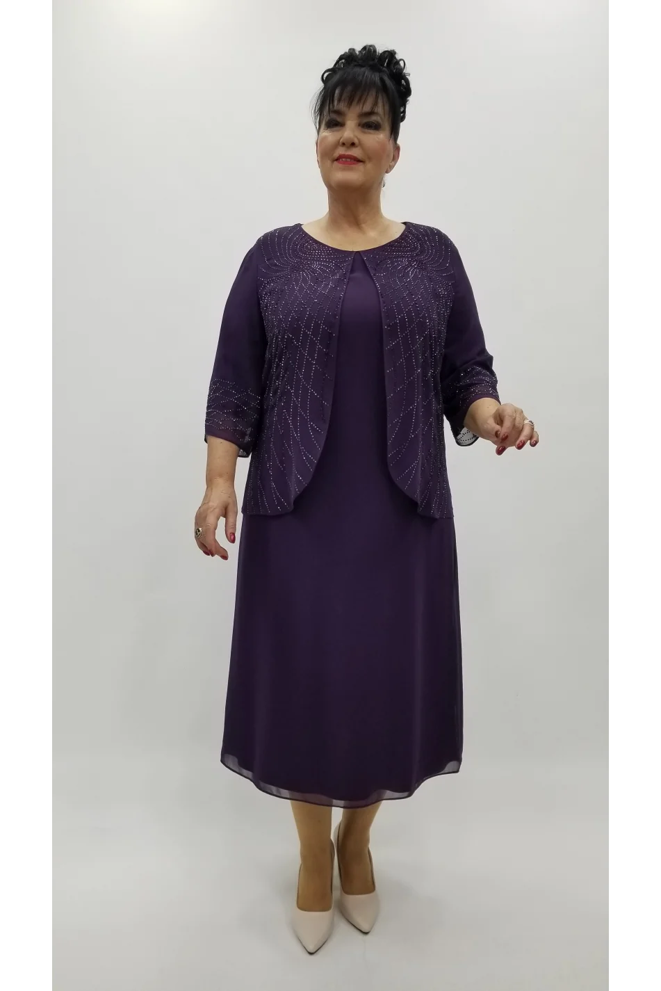 Miraggio Büyük Beden Abiye Elbise 4370 MOR
