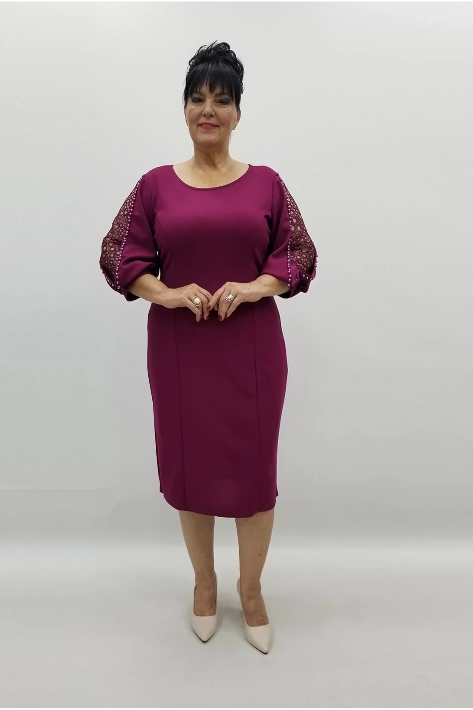 Miraggio Büyük Beden Abiye Elbise 97985 FUŞYA