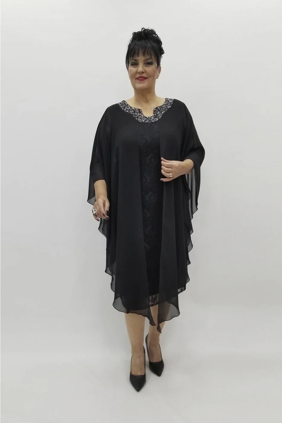 Miraggio Büyük Beden Abiye Elbise 98270 SİYAH