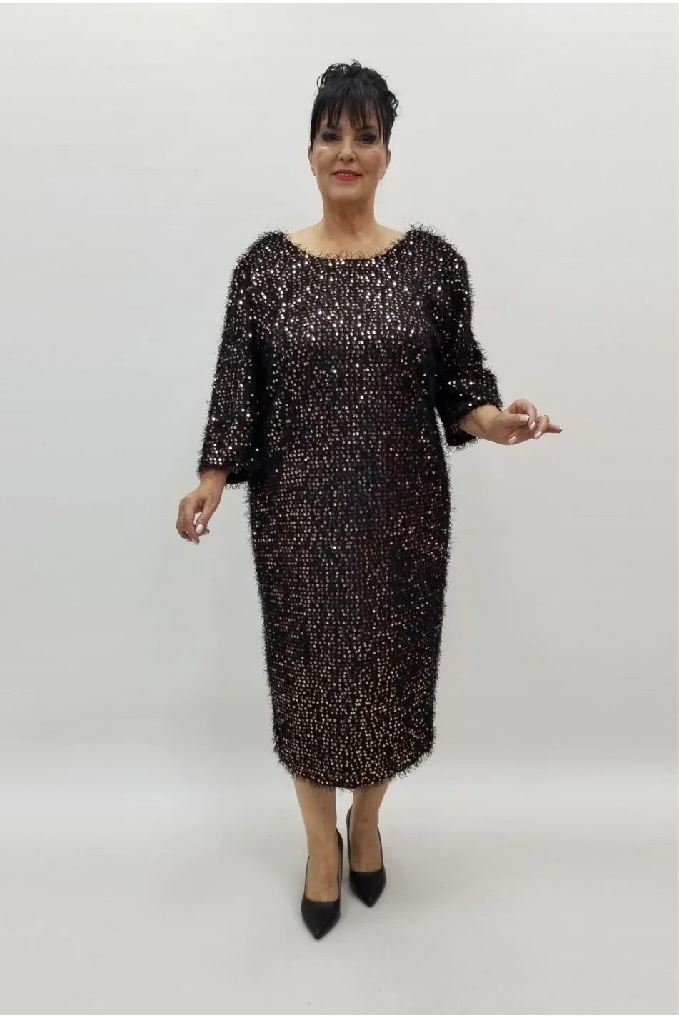 Miraggio Büyük Beden Abiye Elbise 99192 BRONZPAYETLİ