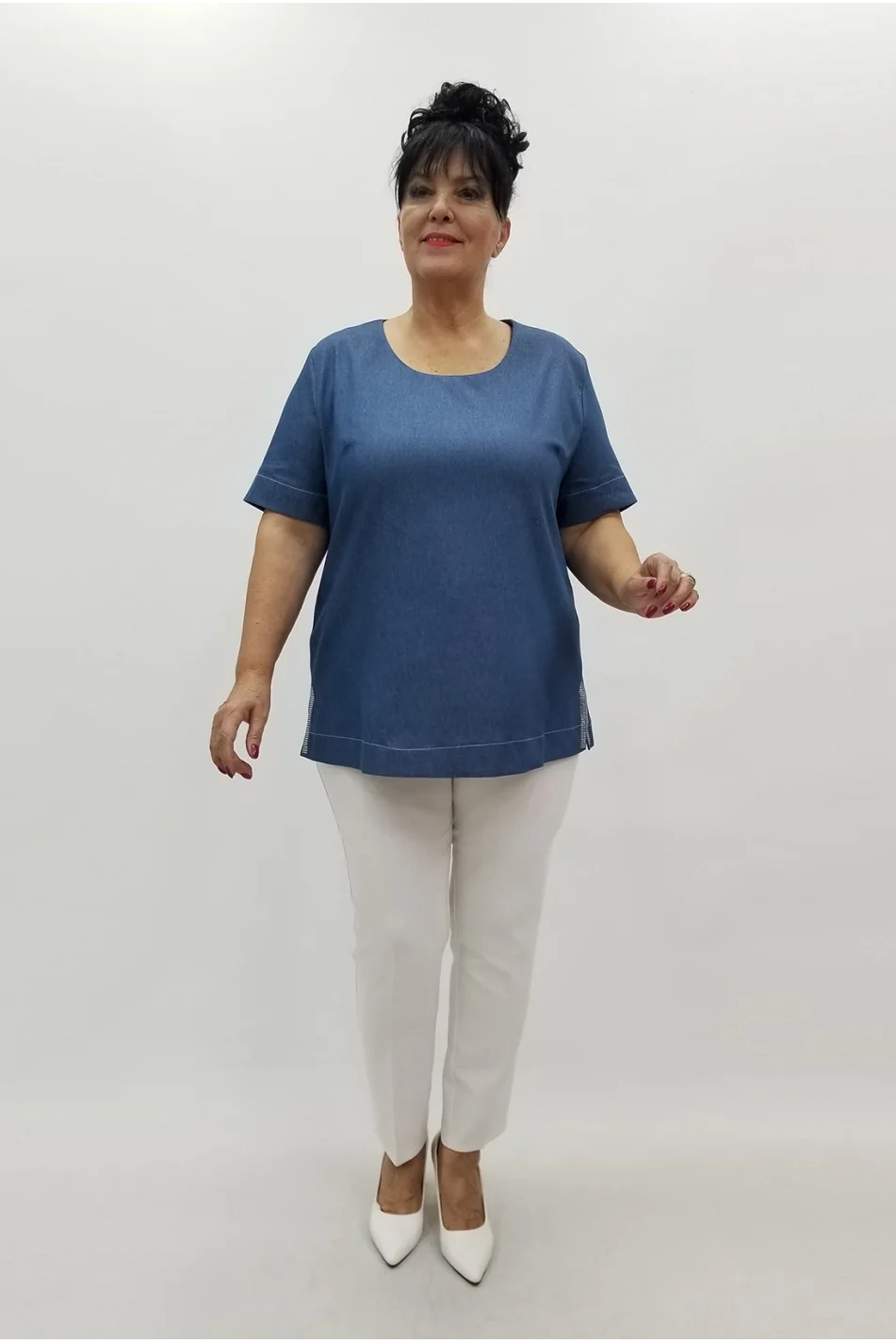 Miraggio Büyük Beden Bluz 4031 KOT MAVİ