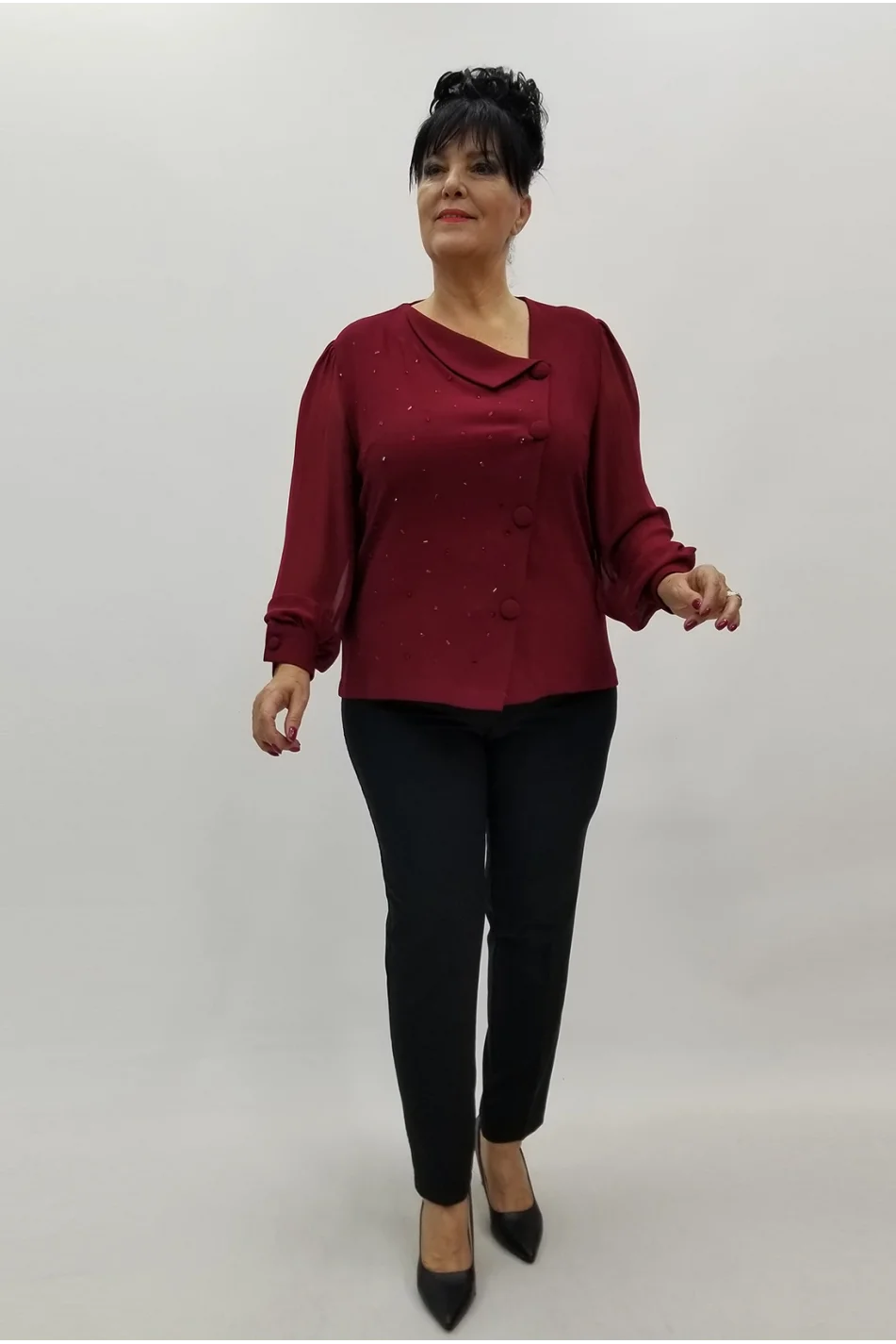 Miraggio Büyük Beden Bluz 4032 BORDO