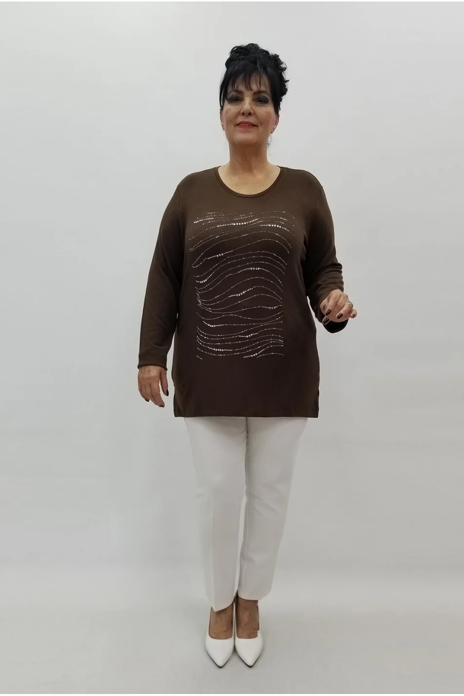 Miraggio Büyük Beden Bluz 4182 KAHVE