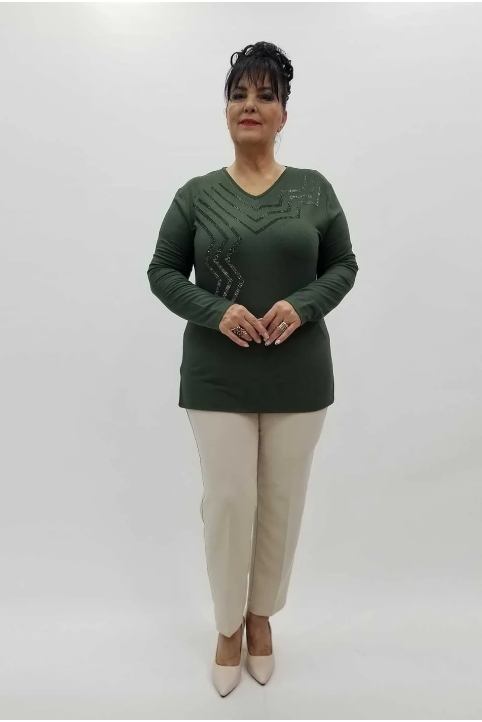 Miraggio Büyük Beden Bluz 4224 HAKİ