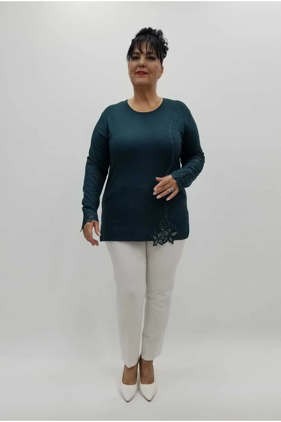 Miraggio Büyük Beden Bluz 4232 PETROL