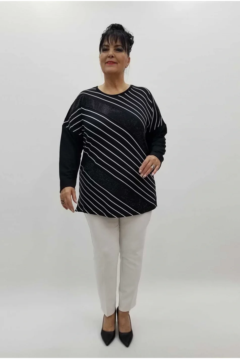Miraggio Büyük Beden Bluz 4274 SİYAH/BEYAZ