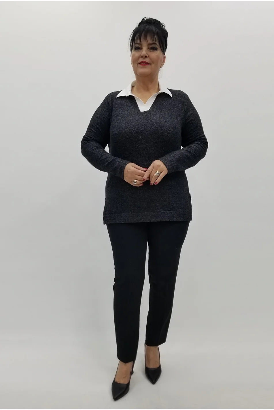 Miraggio Büyük Beden Bluz 4278 ANTRASİT