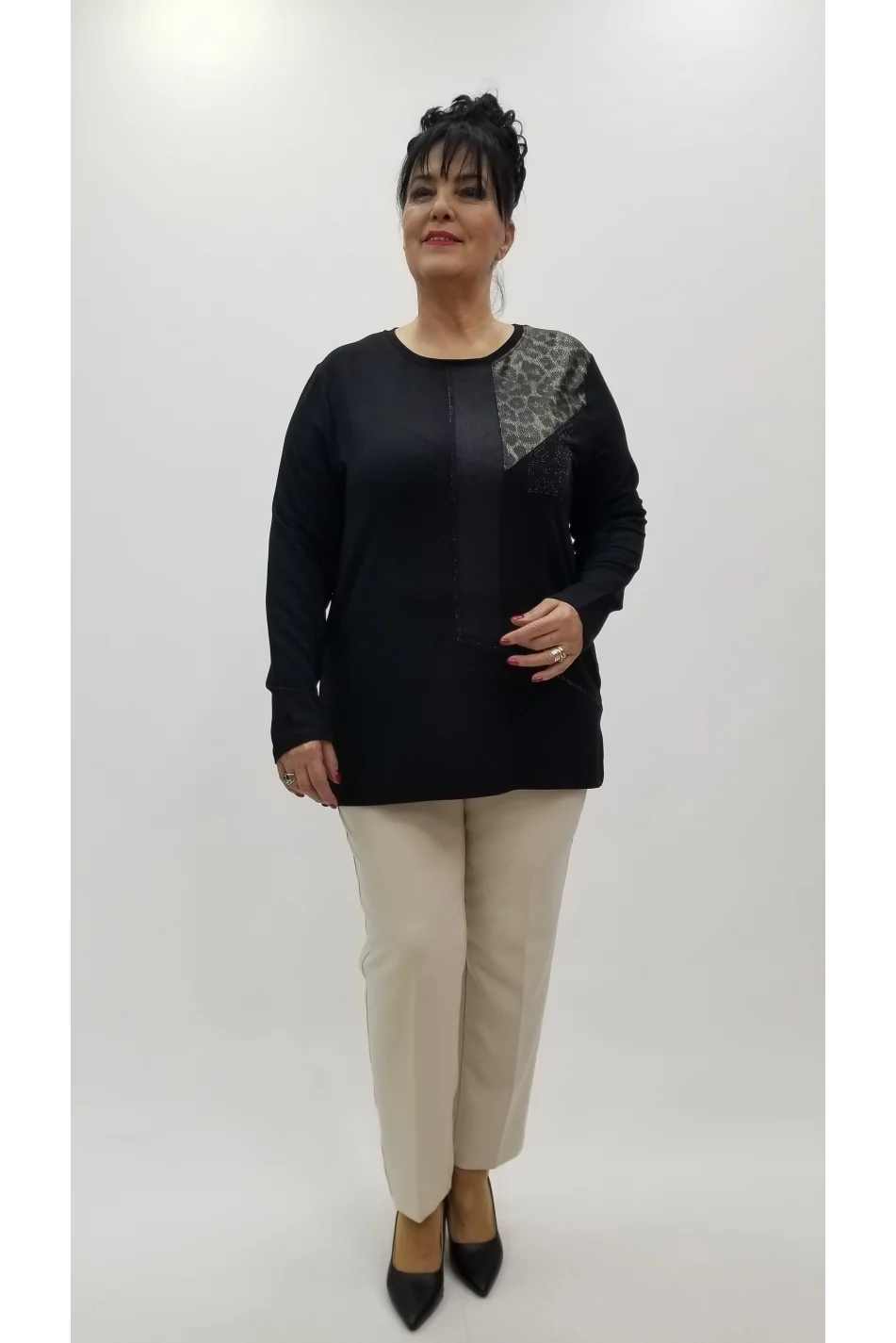 Miraggio Büyük Beden Bluz 4279 SİY-GOLD