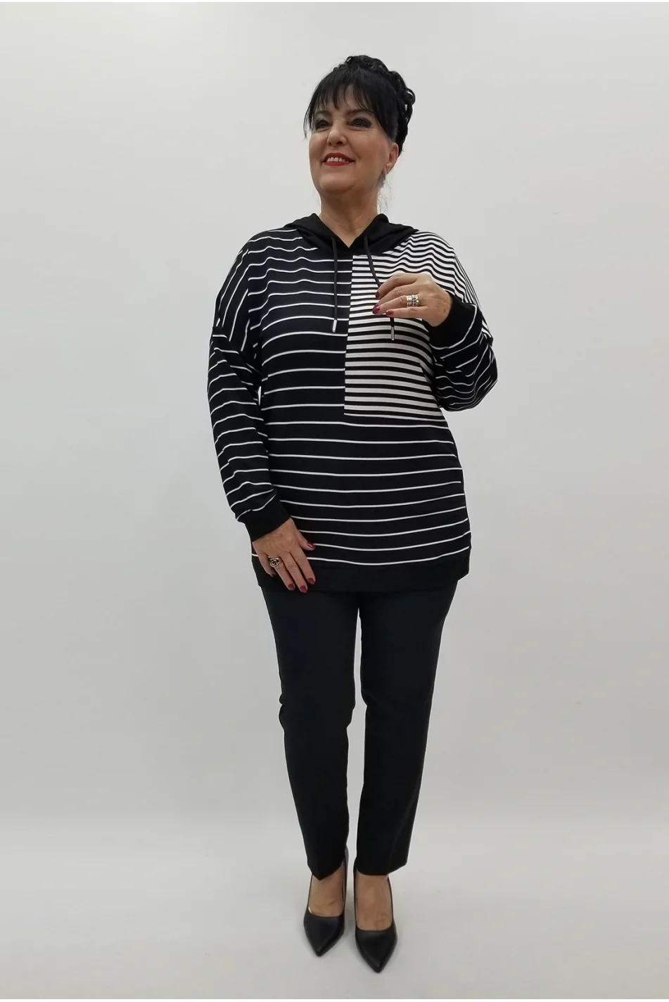 Miraggio Büyük Beden Bluz 4280 SİYAH/BEYAZ