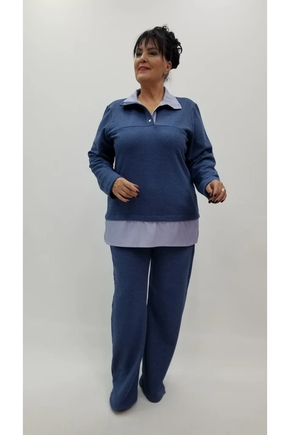 Miraggio Büyük Beden Bluz 4286 MAVİ