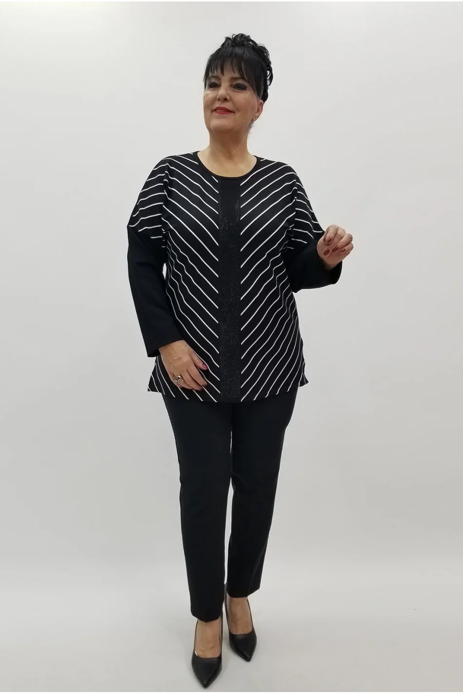 Miraggio Büyük Beden Bluz 4289 SİYAH/BEYAZ