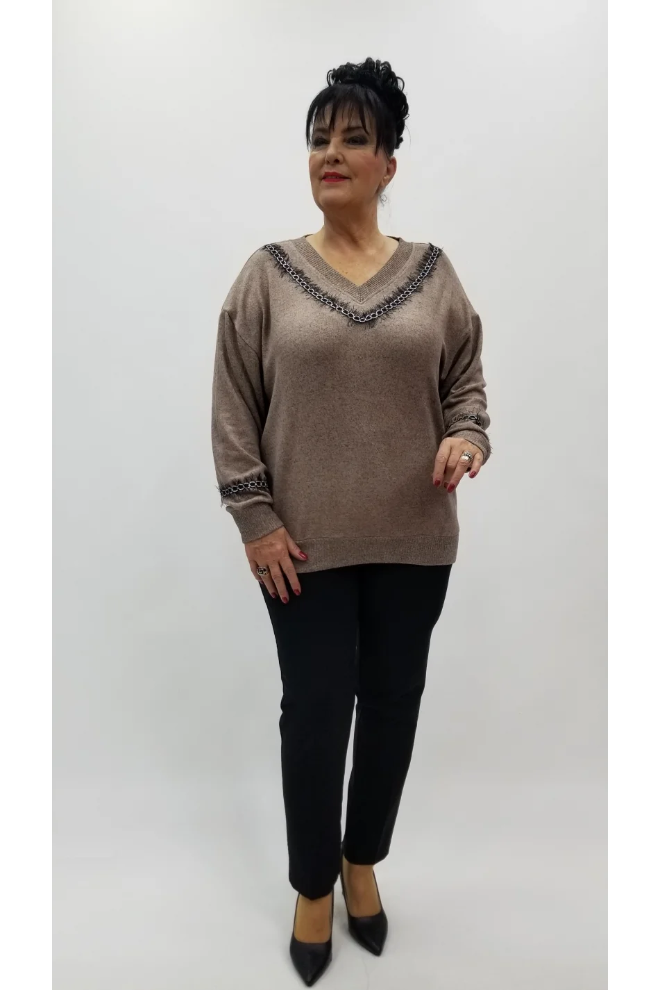 Miraggio Büyük Beden Bluz 4360 A-KAHVE