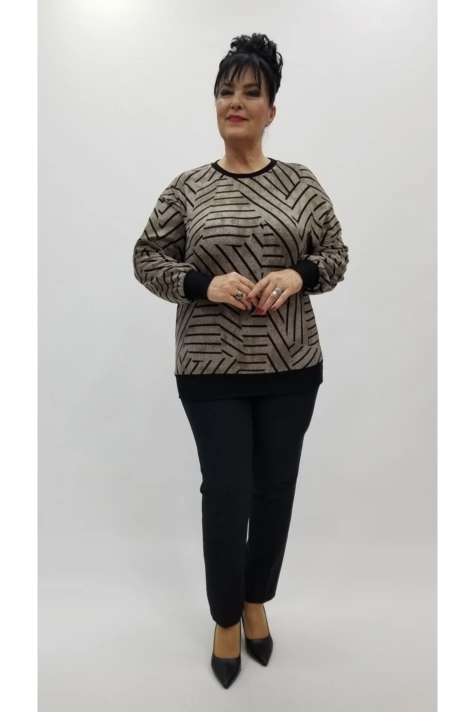 Miraggio Büyük Beden Bluz 4361 KAHVE