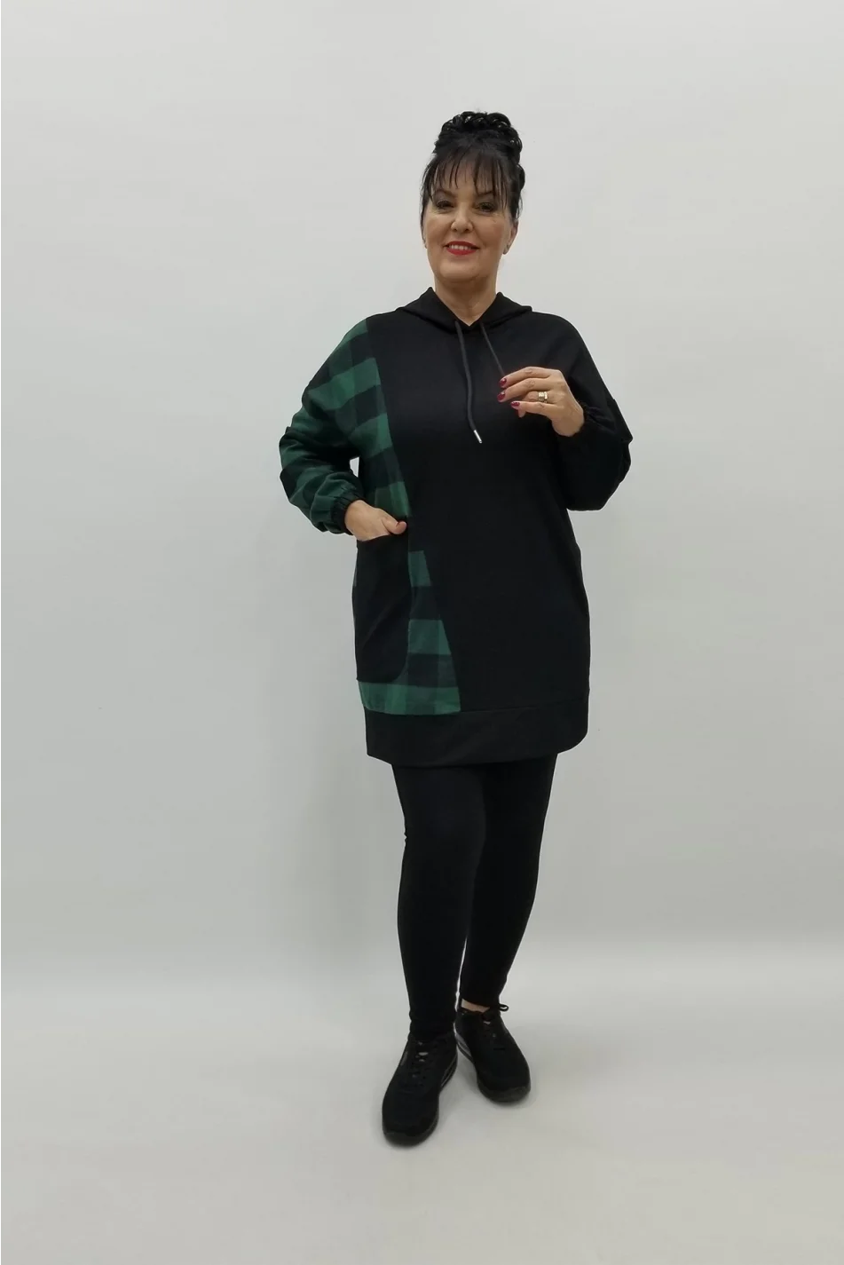 Miraggio Büyük Beden Bluz 98373 SİYAH/YEŞİL