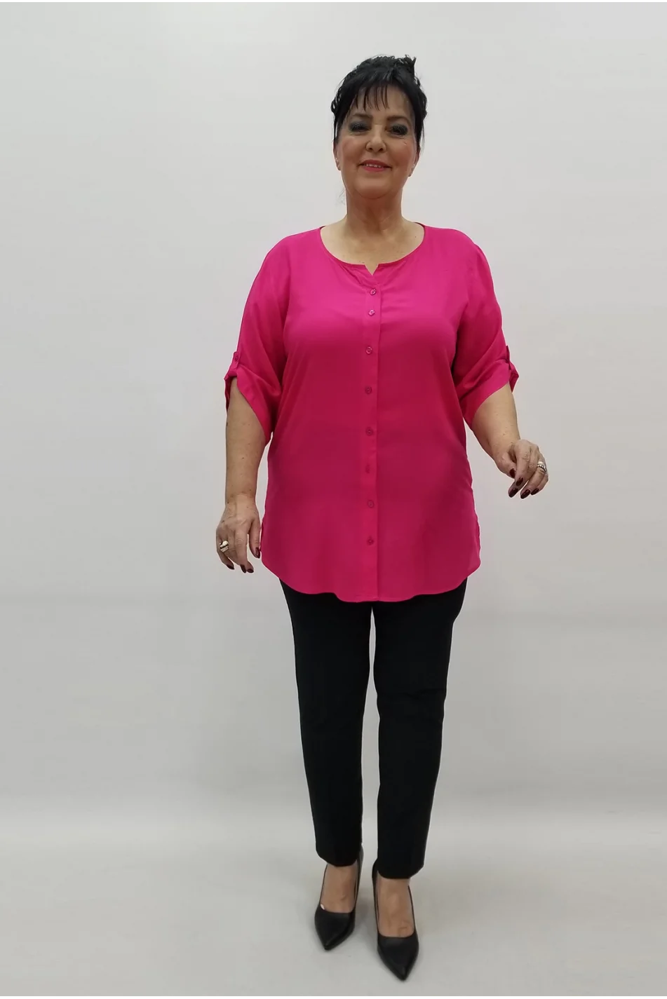 Miraggio Büyük Beden Bluz 98459 FUŞYA