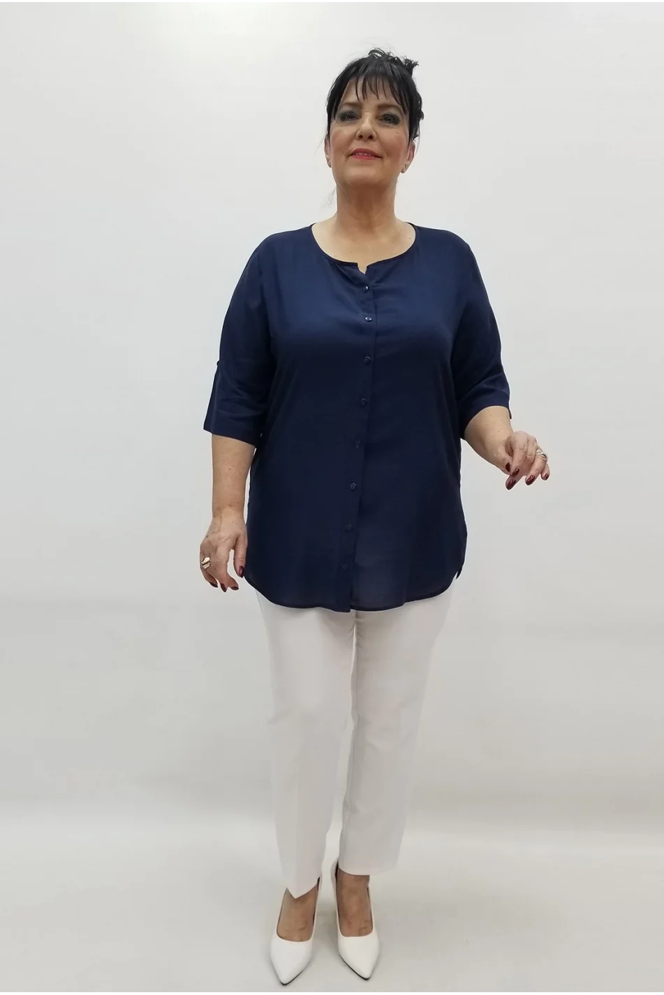 Miraggio Büyük Beden Bluz 98459 LACİVERT