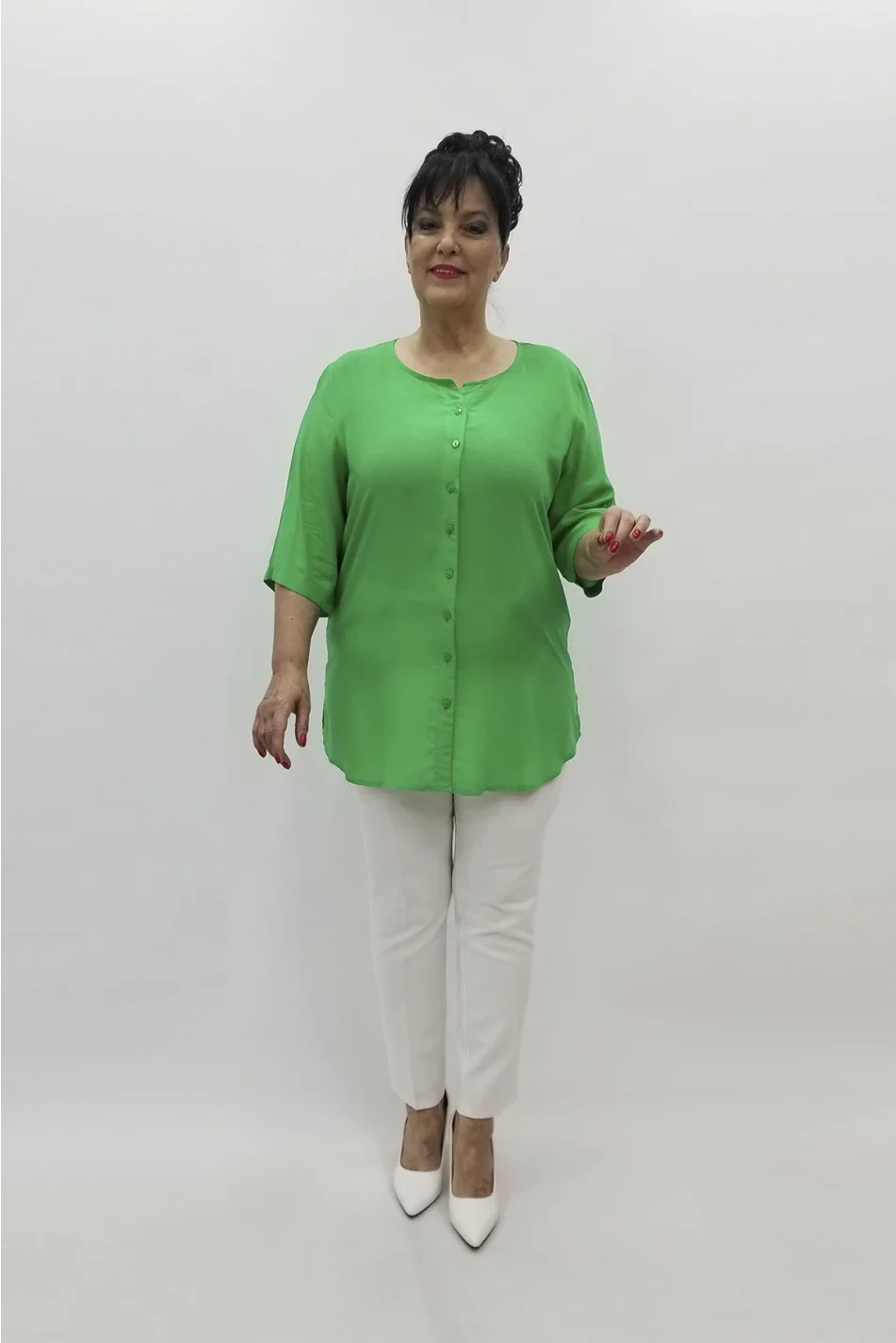 Miraggio Büyük Beden Bluz 98459 YEŞİL