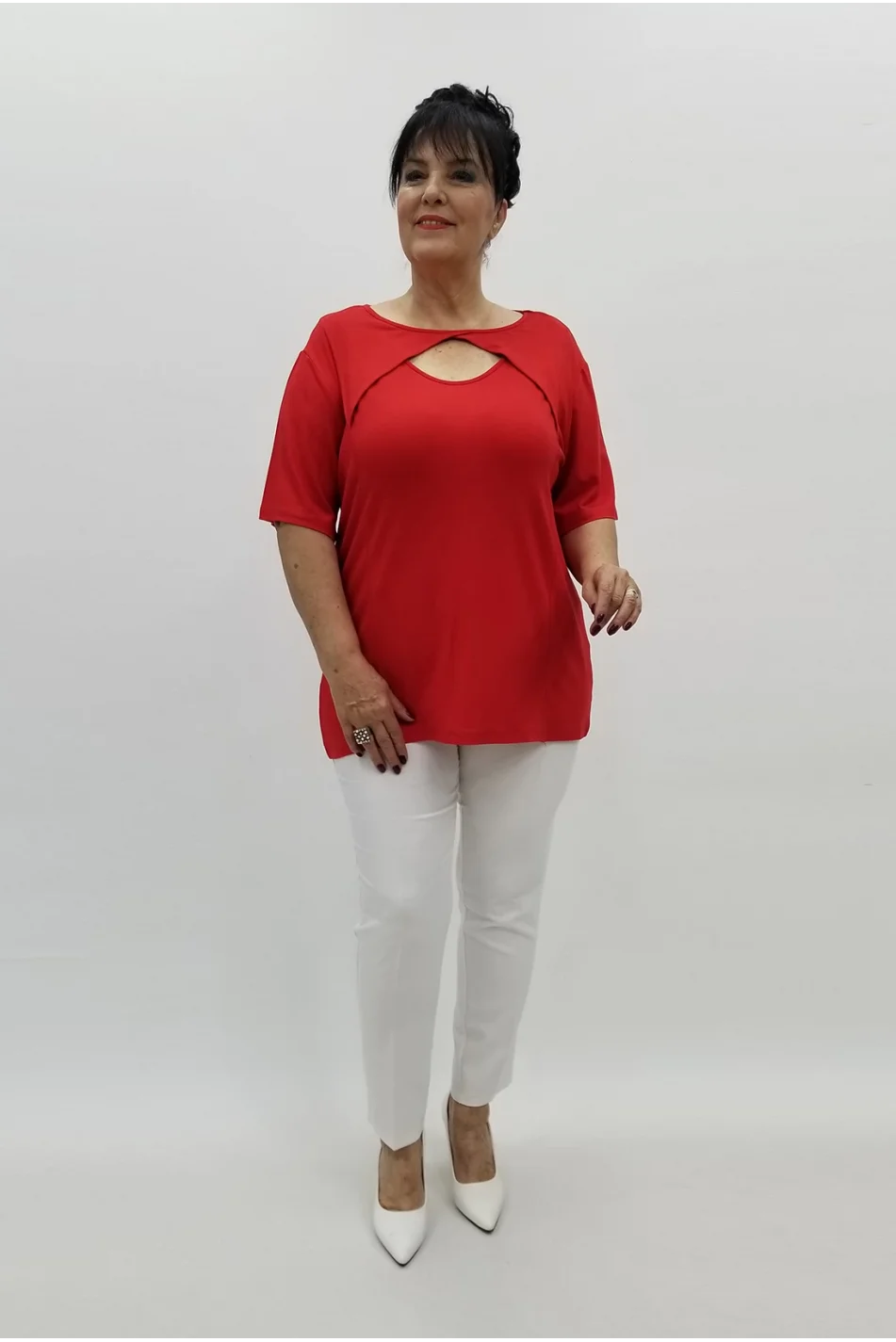 Miraggio Büyük Beden Bluz 98673 KIRMIZI