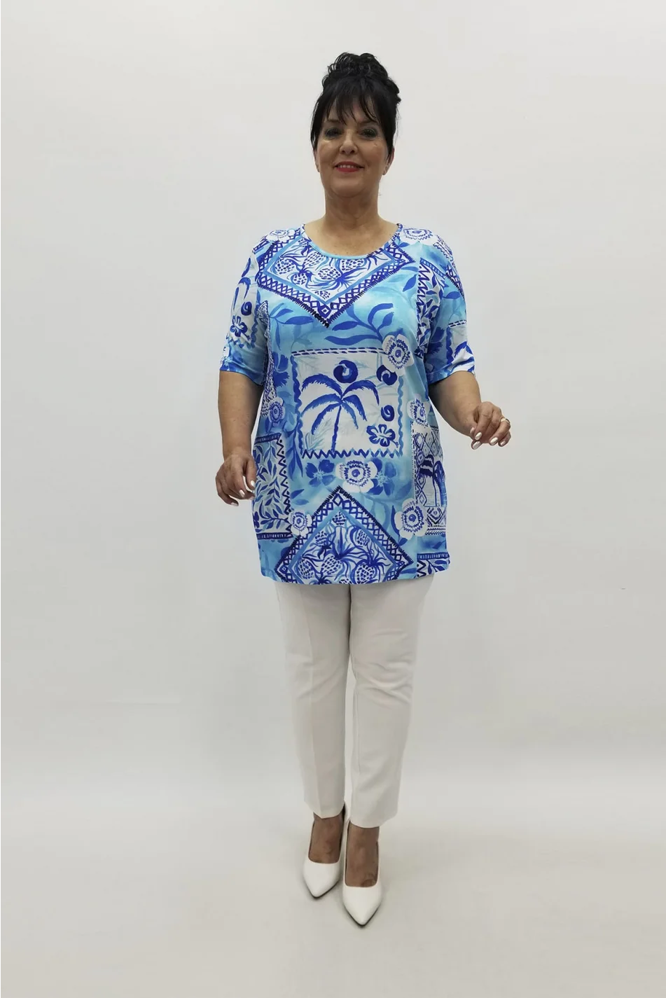 Miraggio Büyük Beden Bluz 98763 MAVİ