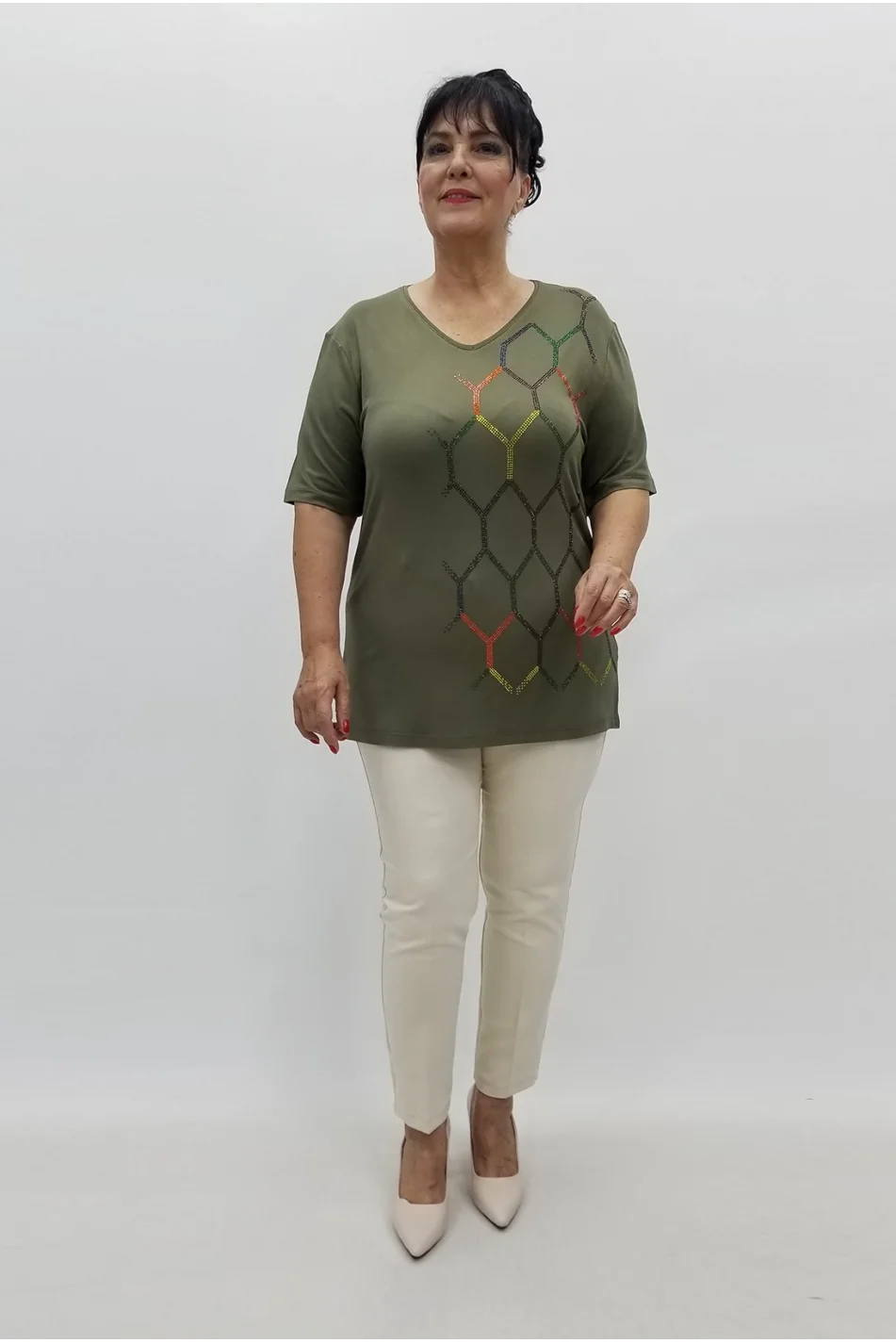 Miraggio Büyük Beden Bluz 98948 HAKİ