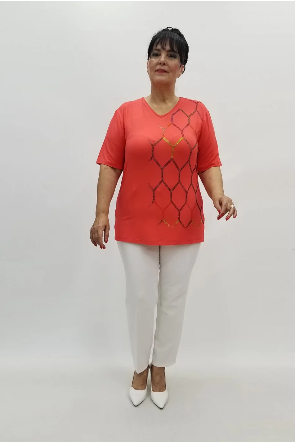 Miraggio Büyük Beden Bluz 98948 NAR ÇİÇEĞİ