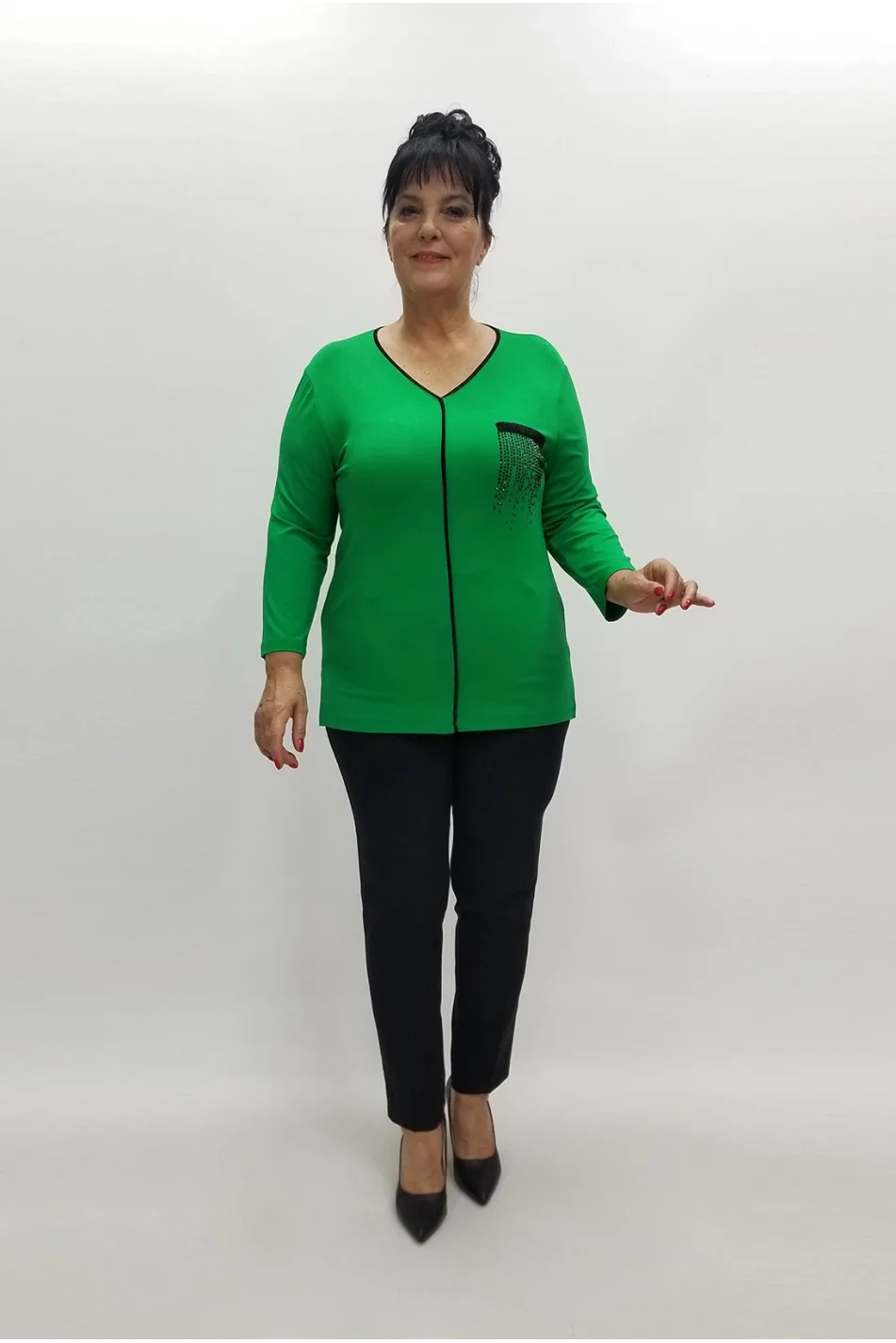 Miraggio Büyük Beden Bluz 98965 YEŞİL